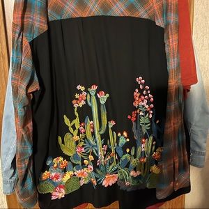 Plus Size Button Down with Cactus Scene